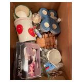 Large Collection of Decorative Figurines, Sewing Accessories, and Kitchen Items