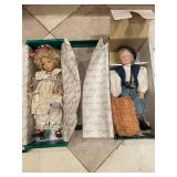 Pair of Collectible Mother Goose Dolls by Knowles - Mary and Little Boy Blue