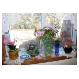 artificial flower displays in vases...