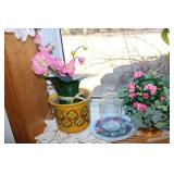 artificial flower displays in vases...
