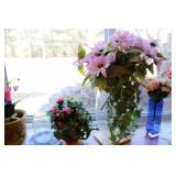 artificial flower displays in vases...