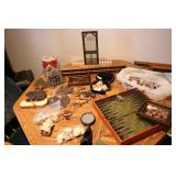 Moose decor, glass chess board and ...