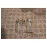 2 glass storage jars...