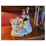 Dresden Lace Large Figurine ~ Couple with Dog