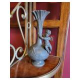 Art Nouveau Spelter Angel with Dragonfly Vase ~ A. Brossy