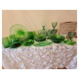 Vibrant Green Art Glass Dinnerware Service