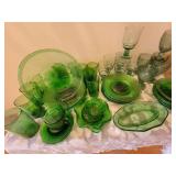 Vibrant Green Art Glass Dinnerware Service