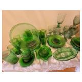 Vibrant Green Art Glass Dinnerware Service