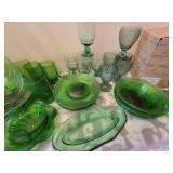 Vibrant Green Art Glass Dinnerware Service