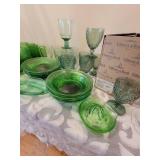 Vibrant Green Art Glass Dinnerware Service