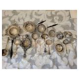 Antique Sterling Silver Tea Strainers Seives ~ 253 grams w/handles