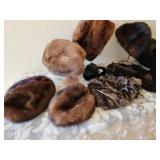 Vintage Mink Fur Scarves and Hats plus Muff