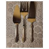 Wallace Grand Baroque Sterling Silver 3 pc Dessert Servers and Meat Fork