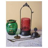 Antique Victorian Colored Glass Pickle Castors