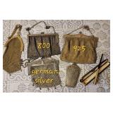 Antique Art Deco Silver Chain Mail Handbag Collection and GF Cigarette Holder