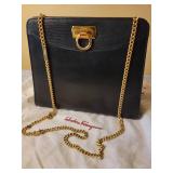 Salvatore Ferragamo Navy Blue Handbag Purse * P211009