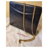 Salvatore Ferragamo Navy Blue Handbag Purse * P211009