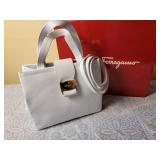 Salvatore Ferragamo White Vara Handbag Purse * AQ218252