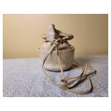 Bally Quilted Champagne Leather Pouch Handbag Purse