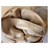 Bally Quilted Champagne Leather Pouch Handbag Purse