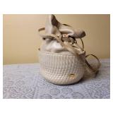 Bally Quilted Champagne Leather Pouch Handbag Purse