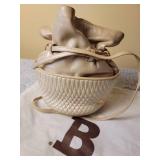 Bally Quilted Champagne Leather Pouch Handbag Purse