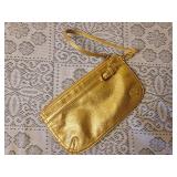 Neiman Marcus Gold Leather Wristlet Handbag Purse