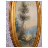 Antique Continental School Oil Pastel Framed Landscape Artwork