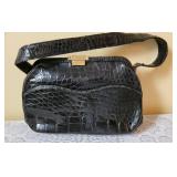 Vintage Black Alligator Handbag, B