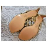 Bruno Magli Gold Leather Strap Shoes, size 6.5B