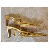 Bruno Magli Gold Leather Strap Shoes, size 6.5B