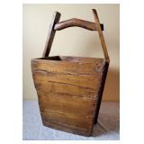 Antique Asian Wooden Rice Bucket with Wax Seal