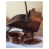 Antique Copper Pans * Bed Warmer * Coal Bucket