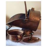 Antique Copper Pans * Bed Warmer * Coal Bucket