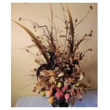 Large Elaborate Dried Fruit and Pheasant Feather Centerpiece