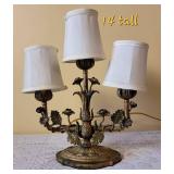 Romantic French Floral 3 Light Table Lamp