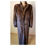 Mahogany Mink Full Length Fur Coat with Fur Sash ~ Cedrics