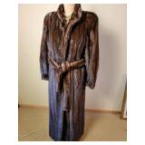 Mahogany Mink Full Length Fur Coat with Fur Sash ~ Cedrics