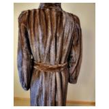 Mahogany Mink Full Length Fur Coat with Fur Sash ~ Cedrics