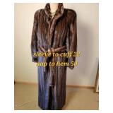 Mahogany Mink Full Length Fur Coat with Fur Sash ~ Cedrics