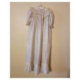 Antique White Silk with Lace Long Baptismal Gown