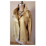 St. John Gold Leather Jacket, size L