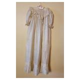 Antique White Silk with Lace Long Baptismal Gown
