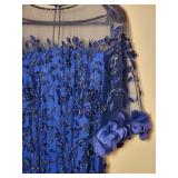 Theia Blue Beaded Evening Gown, size 12