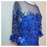 Theia Blue Beaded Evening Gown, size 12