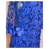 Theia Blue Beaded Evening Gown, size 12