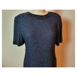 Laurence Kazar LBD Beaded Black Cocktail Dress, size L