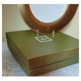 Stunning Christofle Porcelain Gold Banded Chargers, 12