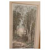 Framed Hand Colored Etching ~ The Farm Road