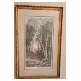 Framed Hand Colored Etching ~ The Farm Road